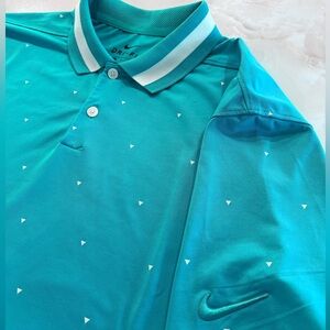 Nike Golf Men’s Dri-FIT Polo Shirt Small Turquoise Triangle All Over Pattern